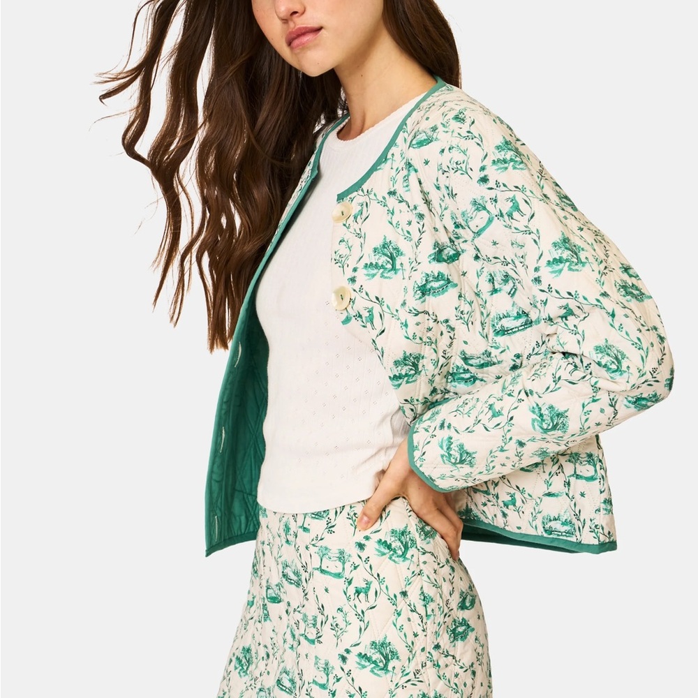 NWT Roller Rabbit Quilted Woodland Toile Carmen Jacket - Picture 2 of 5